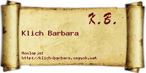 Klich Barbara névjegykártya